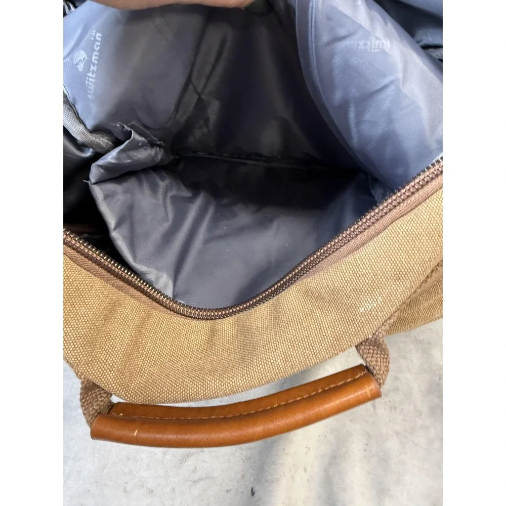 Witzman Backpack Mens Large‎ Brown Canvas Faux Leather Convertible Travel Bag